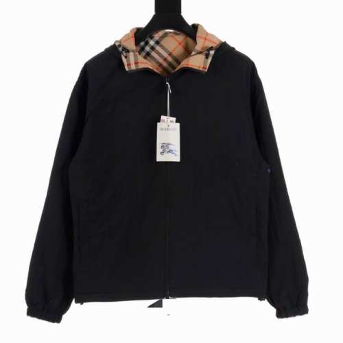 Burberry巴宝利Bbr 菱格纹战马双面连帽夹克外套 反面参考