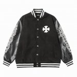 款号X06 尺码：M L Xl Xxl 克罗心秋冬新款拼皮棒球服，订制五金辅料，刺绣图案，三标包装齐全