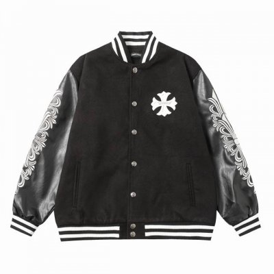 款号X06 尺码：M L Xl Xxl 克罗心秋冬新款拼皮棒球服，订制五金辅料，刺绣图案，三标包装齐全
