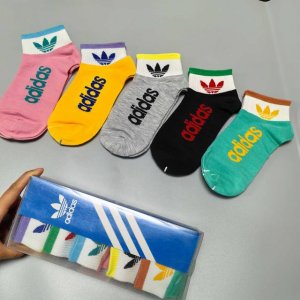 一盒五双，三叶草撞色短袜盒装棉袜子