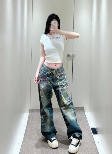 Acne Studios 3D打印链条裤牛仔裤长裤 款号：25671904100 颜色：蓝色 尺码：Sml S码80-95斤 M码95-110斤 L码110-1