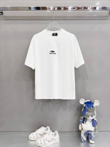 balenciaga 巴黎世家 320克圆领短袖T恤 磨破领口胸前微标+手袖刺绣字母Logo 官方同步 1:1原版开模 时尚个性 百搭潮流 纯原品质 原版洗水面