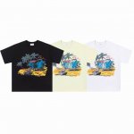 650# 后领细节还原 美式潮牌Rhude25Ss官网同步海滩边印花小众高街宽松男女休闲短袖T恤 颜色 黑色 白色 杏色 面料 26支280克潮牌双纱