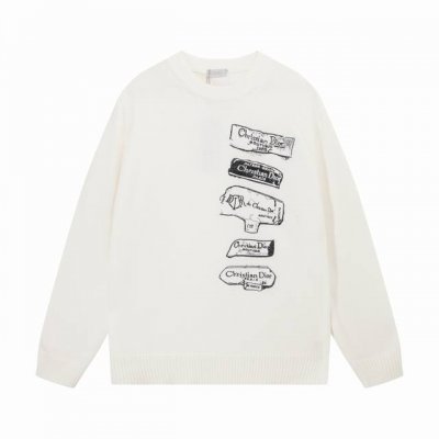 dior 迪奥创意Logo指示牌刺绣圆领羊毛衫毛衣 颜色 白色 黑色 码数 S M L Xl Xxl