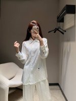 dio* 25Ss早春新款 字母人丝提花衬衫+长裤套装丨独家高版出品！人丝质感丝滑舒适。宽松版型的白衬衫搭配松紧腰长裤包容性强不挑身材～适合各种身材的女孩 超级