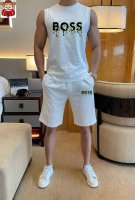 直 品牌 Boss 2025春夏季新品背心套装，经典简约款式 任何人都可以轻松驾驶 进口定制丝光棉面料 手软舒适有型 吸汗透气 ，胸前经典品牌字母Logo设计