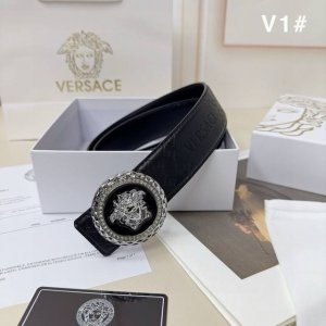 Versace 范思哲 牛皮腰带 男士经典款皮带 时装搭配必备款 优质带钻合金银色扣头 采用原厂牛皮带身 高品质全套包装 礼盒 礼袋 小票 编号 V1#