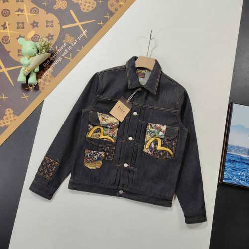 340 尺码S-2Xl200斤可穿 Evisu福神2025春秋新品双家花提花织锦刺绣翻领宽松牛仔夹克外套 小海鸥刺绣及织锦口袋休闲宽版牛仔外套 Evisu把一系
