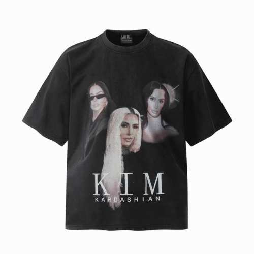 vt9171 Kim Kardashian金 卡戴珊巴黎风人像数码直喷印花复古水洗做旧短袖T恤 小领口设计 数码直喷印花 高街复古重磅做旧水洗Vintage短袖