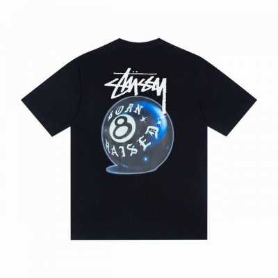 款号Hn699 高品质版本，区别通货 Stussy 斯图西 联名系列黑8印花男女短袖T恤 -面料精选32支230克双纱面料 手感柔软舒适 吸汗透气. -百搭款
