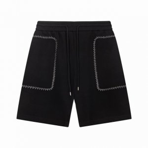 loewe 罗意威 曲线 口袋Logo标识刺绣 后袋拼皮 五分裤 高品质纯棉 面料 特别手感 超级质感 舒适柔软透气 休闲宽松版型 潮流男女同款 短裤 颜色 黑