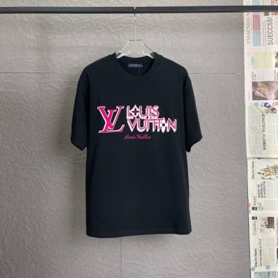 C34 lv 路易25Ss 300克重早春新款立体胶字母Logo印花短袖轻奢主义 男女日常通勤穿搭必备单品正确版本欢迎对比详细特征 100%纯棉双纱汗布面料 同