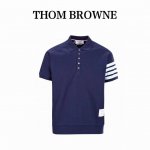 thom Browne 汤姆布朗Tb 水波纹四杠压皮短袖polo衫 定织纺染采用410G 洗后455G 全棉华夫格材质 手臂4Bar面料纯手工拼接 压皮工艺 定