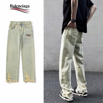 上新 巴黎世家水洗做旧裤腿破洞牛仔裤 Balenciaga巴黎世家复古直筒牛仔裤 男女同款 经典可乐柜子新款 复古水洗直筒破洞设计 满满立体感！ Isn小红书