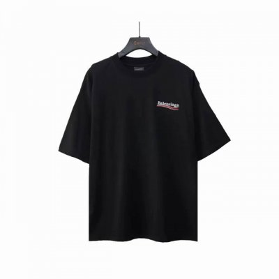 实拍细节图 +尺码表 巴黎世家 Balenciaga可乐海浪撕裂破坏短袖 经典可乐波浪印花 椭圆机进口撕裂浆工艺 激光对位下摆袖口领口磨破 整体印花无牙边 32