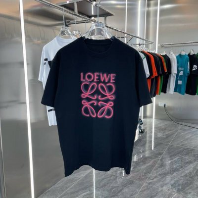 Loewe罗意威2025Ss新款字母印花万针刺绣情侣休闲短袖T恤 最高版本 定制面料290克双纱 字母印花万针刺绣工艺设计 辅料 开模原版过鉴定领标100%真丝