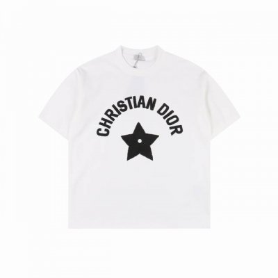 dior 迪奥 25Ss 五角星短袖T恤 面料采用定制240G 26支特滑双股精棉平纹高密无尘全棉布料 前幅高密度加厚 走线平整 代工品质 全套定制辅料 尺码