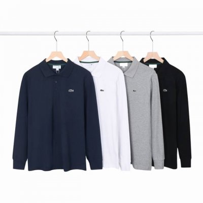 2652#鳄鱼刺绣翻领长袖polo衫 颜色：黑色 白色 灰色 宝蓝 尺码：M-Xxl 面料：230G拉架珠地棉