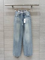 独家首发原单品质 Alo 25早春新品，时髦女孩假两件字母腰头设计直筒牛仔裤！复古街头美感造型神器！Yb定制字母织带，复古洗水破洞牛仔工艺帅气又时髦。进口面料质