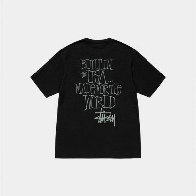 款号Hn786 高品质版本，区别通货 斯图西Stussy Built In Usa Tee pigment Dyed 背面英文Logo印花舒适圆领短袖T恤 男女