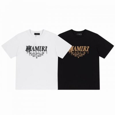 8036# ,Amiri重工绣花Logo宽松版短袖T桖，采用300克重面料，颜色：黑色，白色，尺码：S M L Xl