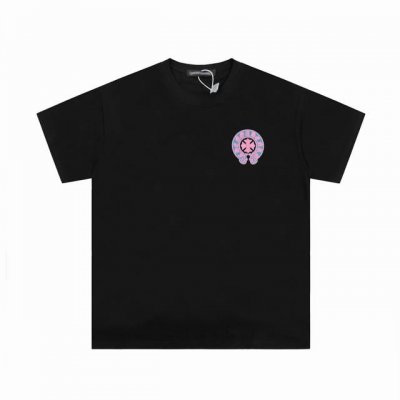 高版本Chrome Hearts克罗心 重影马蹄十字印花短袖！面料使用 G克全棉双纱面料 区别于市场低克重普通货 ，纹路清晰可见，质感柔软细腻光滑，垂感十足！有