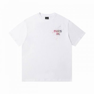 上新 高版本 Balenciaga 巴黎世家直喷彩印Logo短袖 原版面料开发，官方专柜同款！ 螺纹定织定染无色差！采用通肩拉条工艺，百洗不变形！ 采用240G