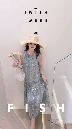 惊艳爆款！重工设计连衣裙 别致惊艳园领赫本风法式泡泡袖海边度假裙！Smlxl