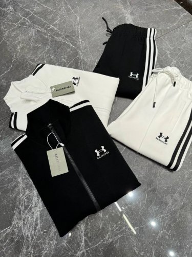 上衣 裤子 Balenciag*A联名款.安德玛运送超高品”2025S新款运动天丝套装.男女同款！休闲运动风格.安德玛与巴黎新推系列将条纹织带巧妙融入运动装设计