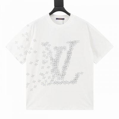 Louis Vuitton 路易威登 小飞机字母Logo印花短袖 面料采用定织定染32支平纹，搭配1*1无根单纱精梳棉罗纹，230G麻棉手感，米白色必须定染，非