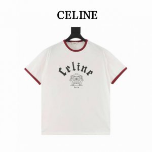 celine 塞琳 字母Logo短袖T恤 三标齐全 采用高端索罗娜布料 前幅采用进口印花图案 手感非常舒服 Os落肩版型 时尚又个性 超级百搭的一款 螺纹领口不