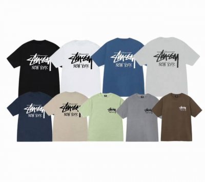 上新款号：S117 Stussy斯图西 Stussy 纽约定制Logo印花圆领短袖T恤 男女同款 原版打造 细节高控 -面料精选220G纯棉面料 手感柔软舒适