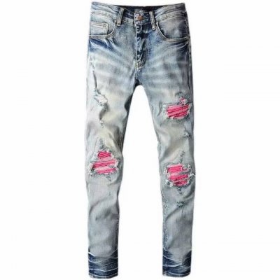 款号Cc549 Amiri Mx1高街牛仔裤修身破洞补丁长裤Fog高街男潮 Amiri 近年来高街成了男装里越来越频繁出现的词 高街风格也就成了大家搭配的重要方