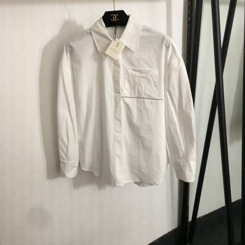 p160款号20251583 Brunello Cucinell*Bc新款 珠链装饰单口袋 长袖纯棉衬衣，白色，卡其色，Sml，【S码；肩宽52，胸围94，袖长
