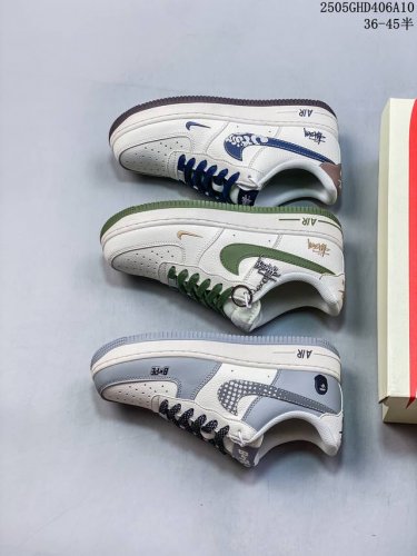 海外限量发售！公司级Nike Air Force 1 '07 Low “斯图西联名 绿勾金绣”空军一号 低帮 运动鞋 休闲鞋 折边针车 工艺难度大 原楦头原纸板