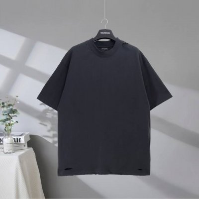 b159# 市场顶级品质 Balenciaga 巴黎世家2025Ss 美纹纸字母胶带磨破做旧短袖T恤 印花采用进口椭圆机印花工艺 市场顶级的质量 官网品质 罗纹