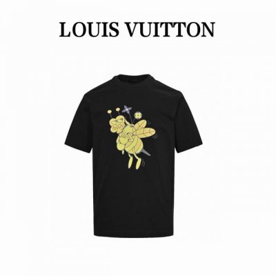 louis Vuitton 路易威登 25Ss 蜜蜂印花短袖 面料采用32支双纱240克重精梳棉，定制32支1*1螺纹，成衣两遍水洗处理，面料舒适亲肤无异感，定