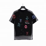 实拍细节图 +尺码表 Louis Vuitton 路易威登23Ss新款涂鸦印花圆领短袖T恤 精品推荐！简单时尚，上身百搭必入单品。 定制260克同缸染面料 纯棉