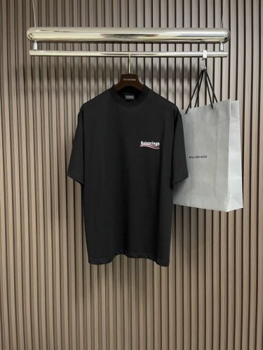 Balenciaga巴黎世家经典可乐海浪刺绣短袖T恤，正确260G定制定染纯棉双纱面料定染螺纹无色差，进口田岛绣花机器25万刺绣 效果饱满 立体清晰 无毛边，绣