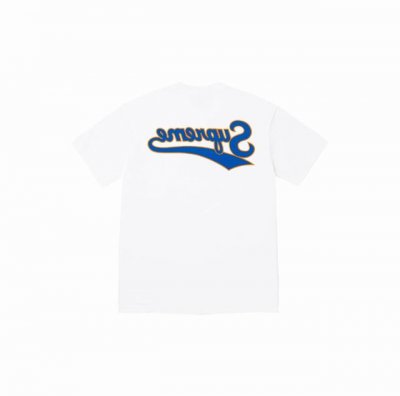 812#P70 supreme Ss24 Ss24 夏季T恤系列Week19 backwards Tee 艺术字体Logo图案圆领短袖常规T恤 男女同款 宽松