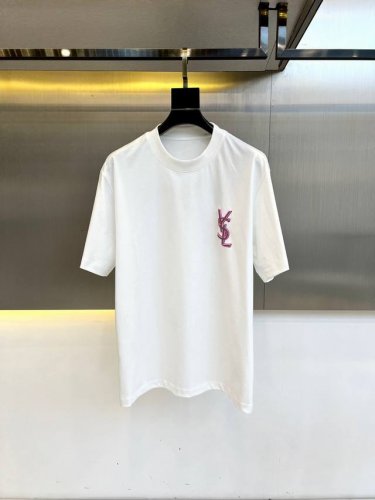 ysl圣罗兰、2025春夏短袖圆领短袖T恤、高品质精梳紧密32支棉盖棉，定制260克超柔软特别手感、胸前最新立体印花Logo图案超有质感，贴身舒适柔软透气！休闲