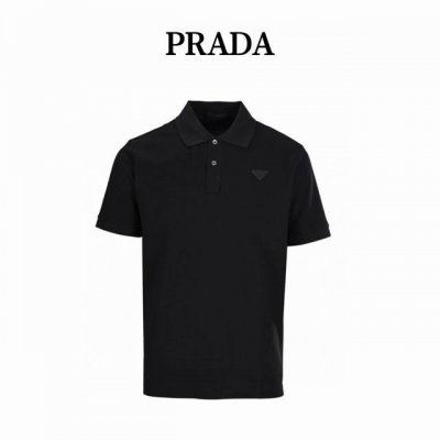 prada普拉达prd 基础三角标短袖polo衫 原版5650购入，220G订制订染全棉珠地面料，采用高支长绒棉珠地布。水洗预缩＋酵素除毛，手感非常舒服，右胸饰