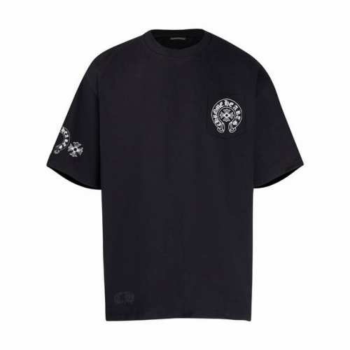 高版本Chrome Hearts 克罗心梵文彩虹渐变印花短袖！胸口口袋，面料使用32支 克全棉双纱面料，纹路清晰可见，质感柔软细腻光滑，垂感十足！有一定厚度 非
