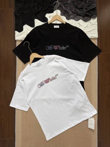 off-White 25Ss夏季新款彩虹天使 高街宽松圆领短袖T恤 颜色：黑色、白色 尺码：S-Xl 面料：260克定制双纱高密度纯棉面料 工艺: 整件衣服采用