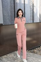套装 黑色 粉色 S~Xl 4个码 2025新款上新尚洋气烫钻狗狗拼接翻领格子设计休闲运动套装 高端大气上档次 裤子直筒阔腿裤高挑显瘦显腿长 S尺寸 胸围96