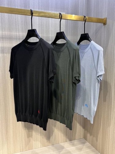 型号D-7310#，B家 2025春夏最新战马绣标男士圆领短袖针织衫，精选针织棉质面料制成， 80支超柔长绒棉，16针密致针法，纹理清晰，紧密不易变形，质感软糯