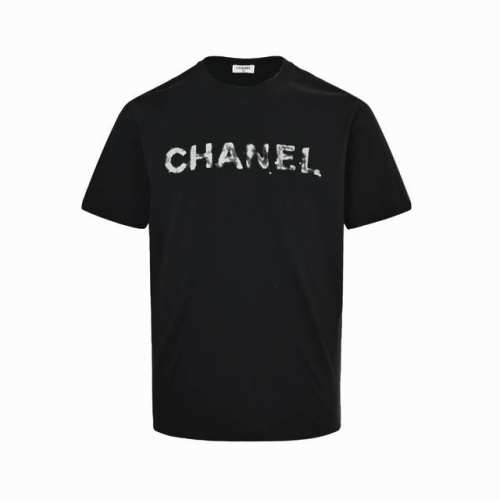 Chanel 香奈儿 25Ss 双C字母印花短袖 定做布料 印花辅料细节都是采用一比一复刻 采用280G棉质布料32支精双棉纱平纹 无蚀尘毛艺工处布理面 特拉种