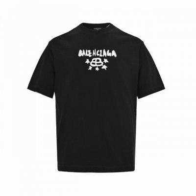 balenciaga 巴黎世家 24Ss 双B涂鸦字母印花短袖 印花材料采用安全环保无毒婴儿认证的发泡材料 印花轮廓清晰干净 有康丽机器出来的质感 如果衣服要清