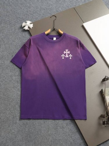 Chrome Hearts Ch克罗心十字架粉色烫钻短袖T桖 高级扎染工艺 版型大 宽松有型区别低版本瘦长版型上身拉胯 百分百承诺:顶级品质不做快餐货市面最高版