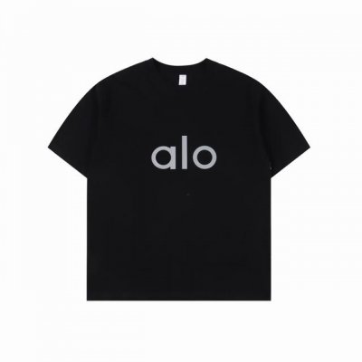 alo 25Ss 反光字母短袖T恤 面料采用定制240G 26支特滑双股精棉平纹高密无尘全棉布料。前幅高密度加厚，走线平整，代工品质，全套定制辅料。 尺码：S-